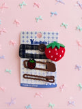 KidZilan Sweet Strawberry & Plaid Hair Clip Set