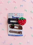KidZilan Sweet Strawberry & Plaid Hair Clip Set