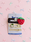 KidZilan Sweet Strawberry & Plaid Hair Clip Set