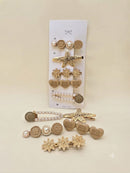 KidZilan Elegant Pearl & Crystal Hair Clip Set (5-Piece) - Beige