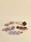 KidZilan Elegant Pearl & Crystal Hair Clip Set (5-Piece) - Lavender