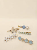 KidZilan Elegant Pearl & Crystal Hair Clip Set (5-Piece) - Light Blue