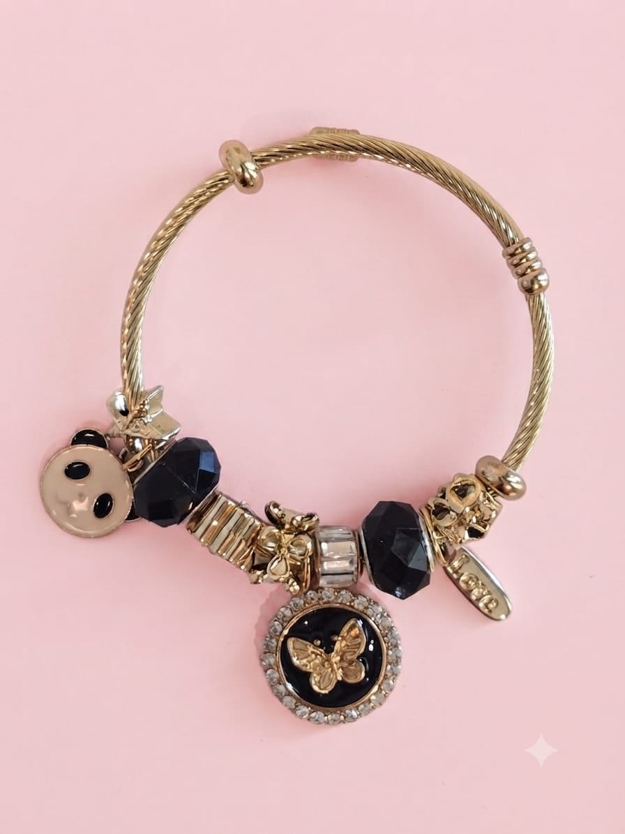 KidZilan Fashion Charms & Beads Bracelet Collection - Gold Butterfly