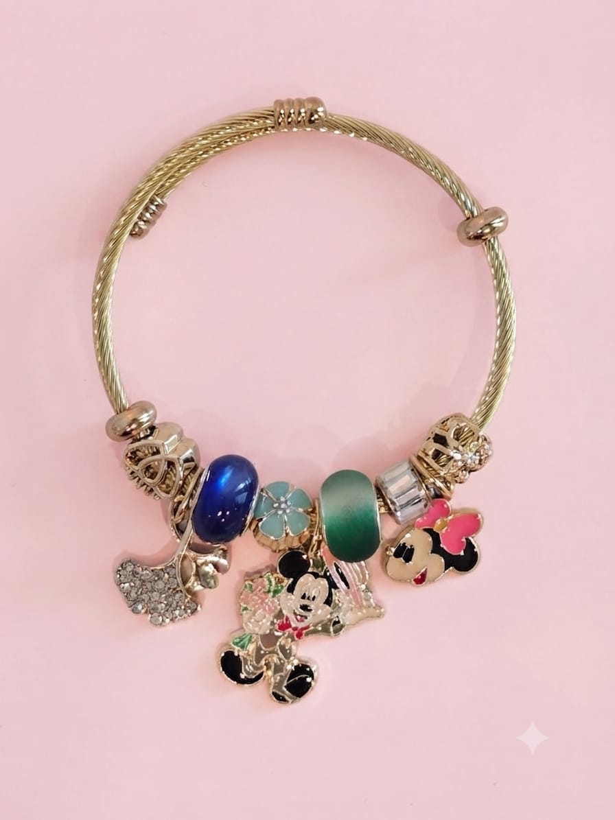 KidZilan Fashion Charms & Beads Bracelet Collection - Mickey & Minnie