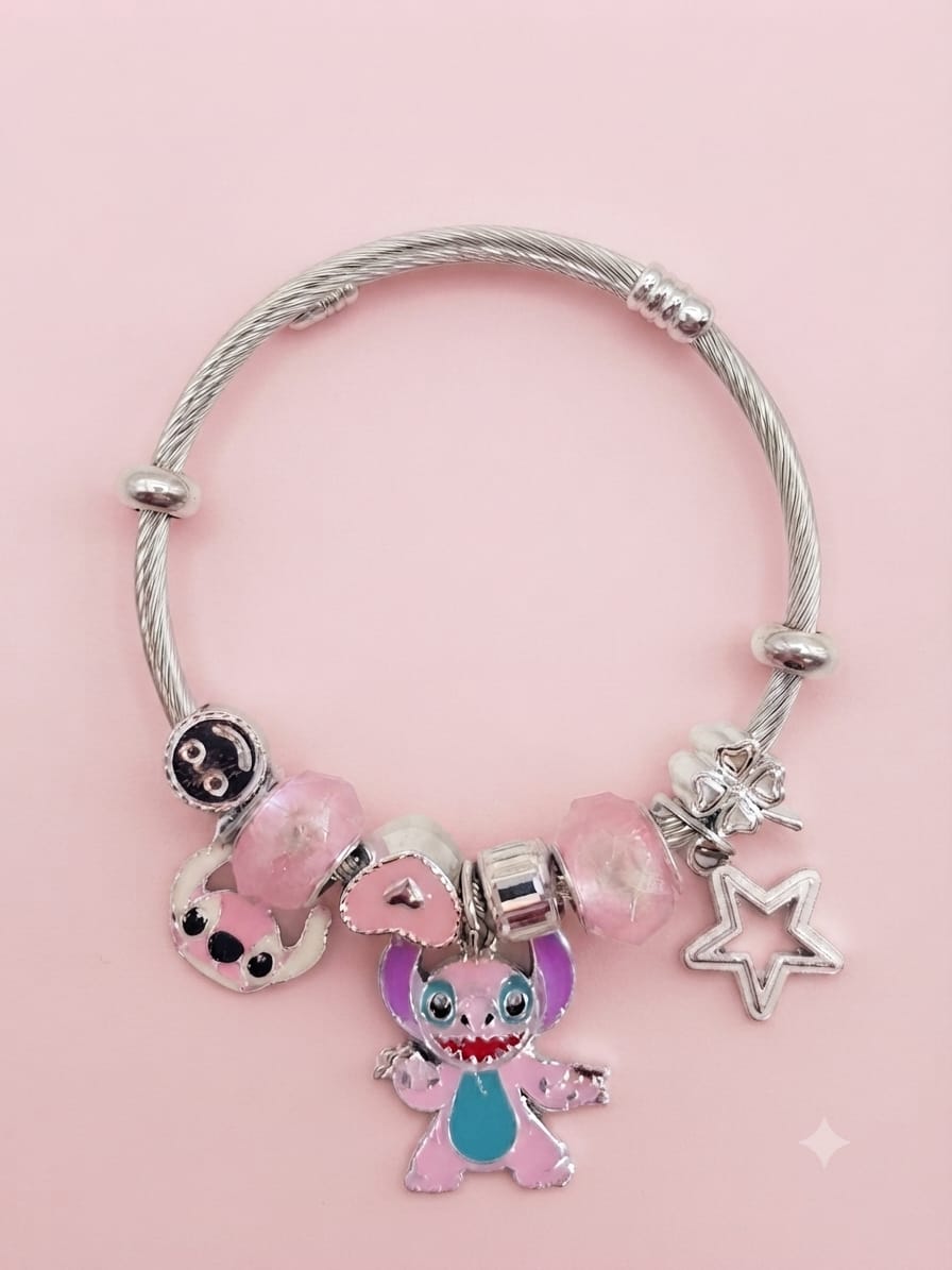 KidZilan Fashion Charms & Beads Bracelet Collection - Pink Angel