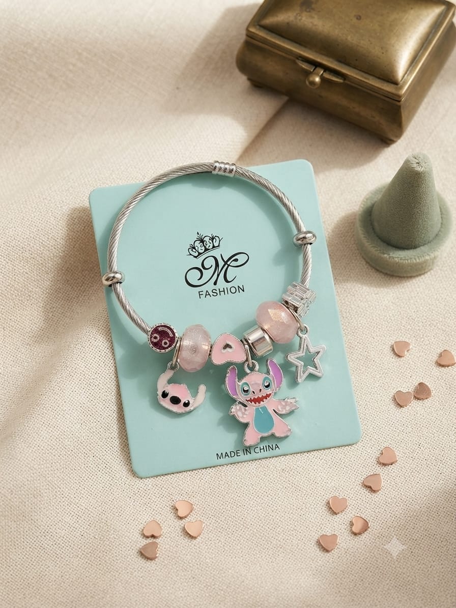 KidZilan Fashion Charms & Beads Bracelet Collection - Pink Angel