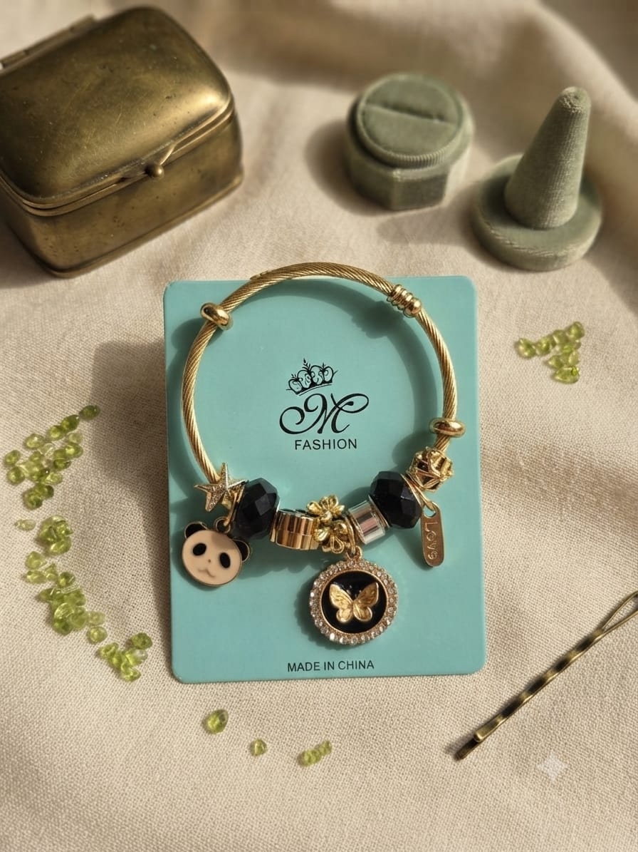 KidZilan Fashion Charms & Beads Bracelet Collection - Gold Butterfly