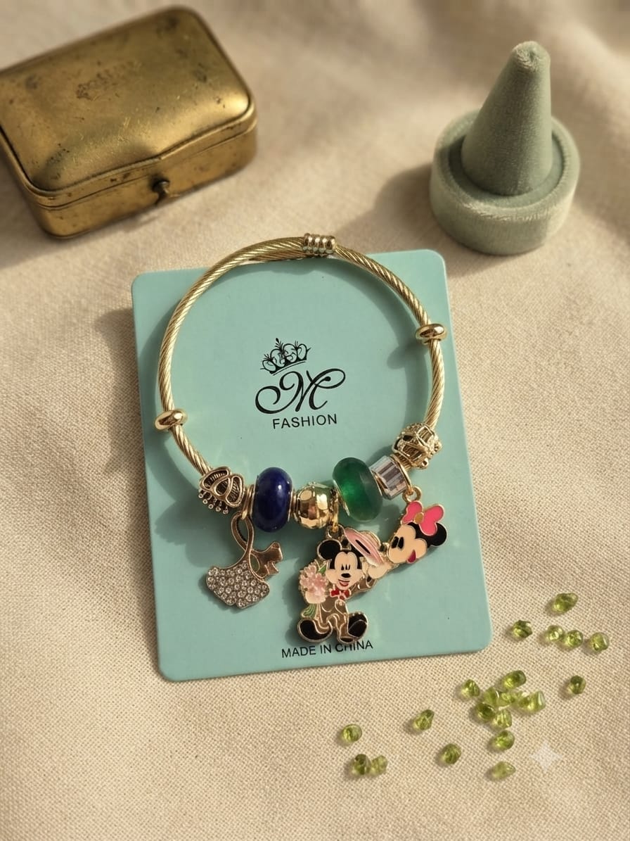 KidZilan Fashion Charms & Beads Bracelet Collection - Mickey & Minnie
