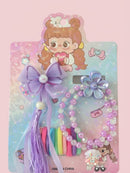 Princess Dreams Bow, Bracelet & Hair Tie Styling Set - Lavender Purple