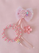 Princess Dreams Bow, Bracelet & Hair Tie Styling Set - Sakura Pink