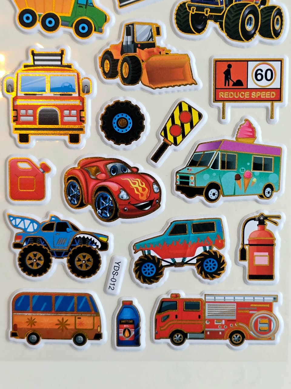 KidZilan Construction Vehicles 3D Sticker World Puffy Sticker Sheet