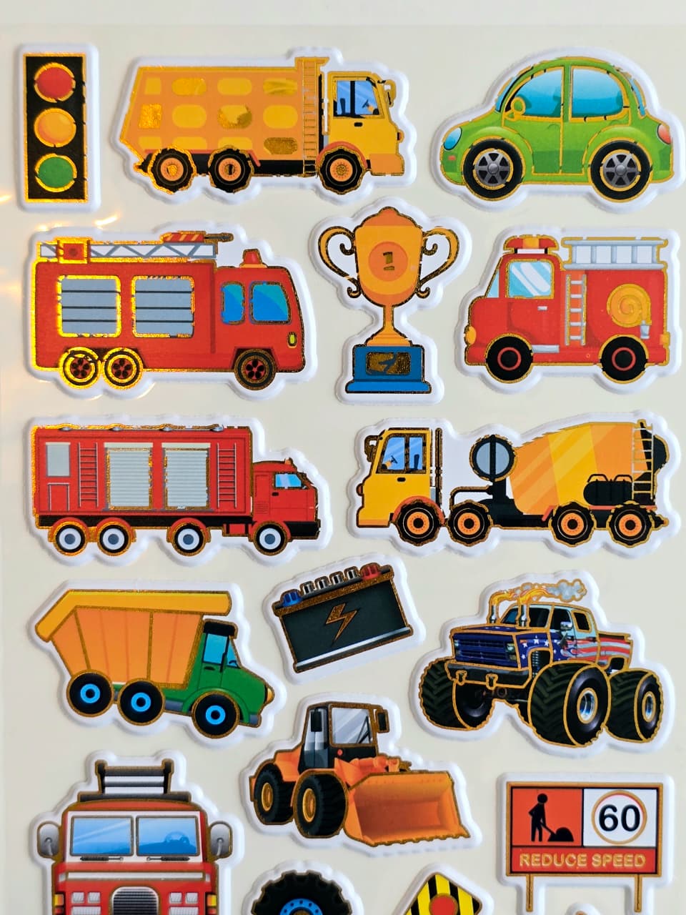 KidZilan Construction Vehicles 3D Sticker World Puffy Sticker Sheet