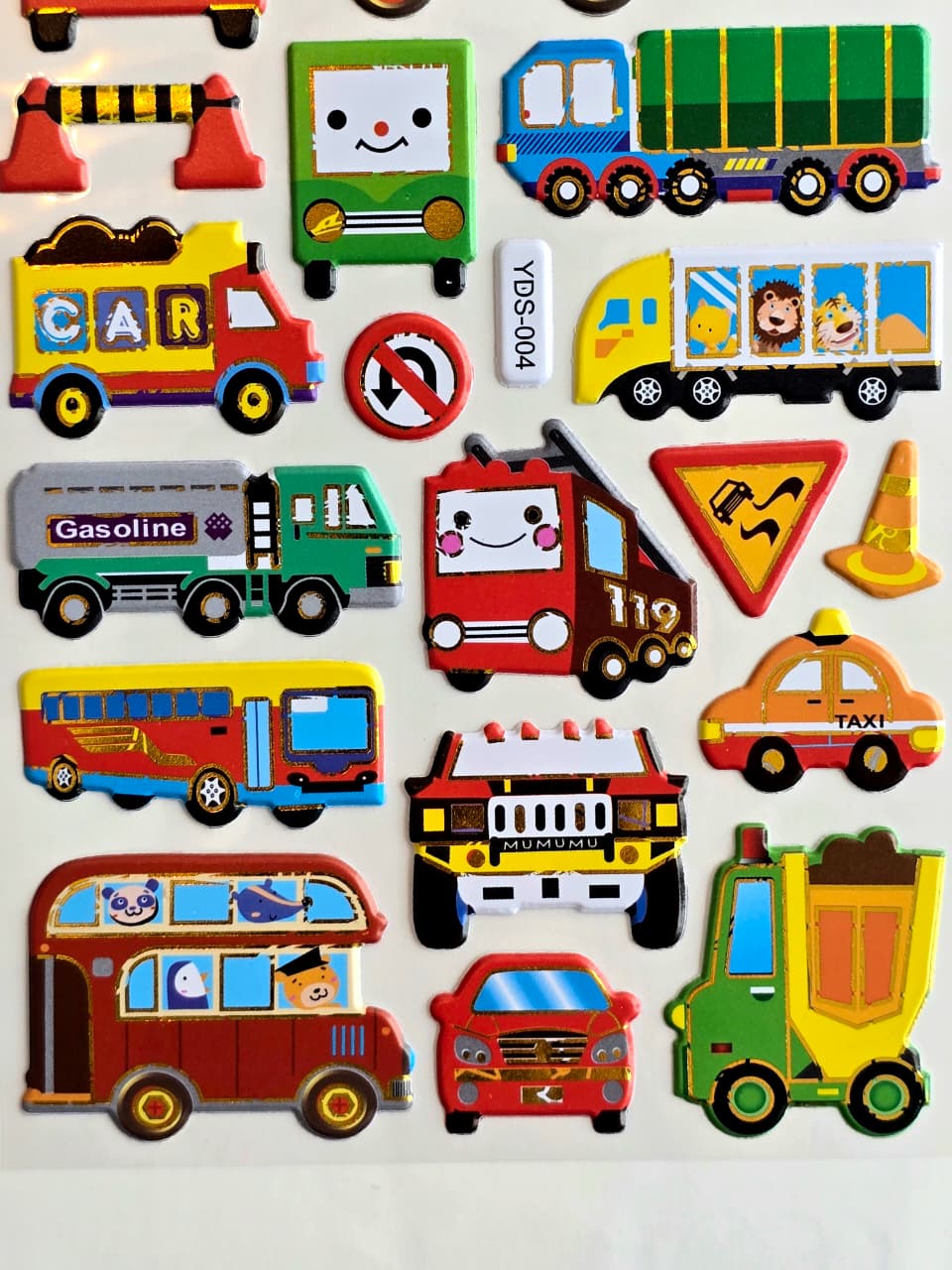KidZilan Colorful City Vehicles 3D Sticker World Puffy Sticker Sheet