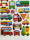 KidZilan Colorful City Vehicles 3D Sticker World Puffy Sticker Sheet