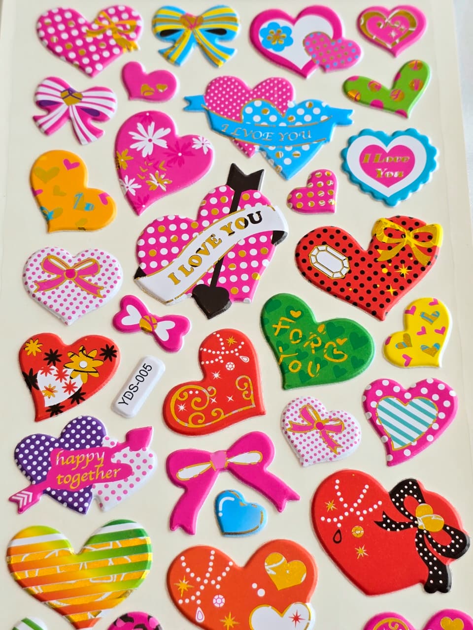 KidZilan Love & Hearts 3D Sticker World Puffy Sticker Sheet