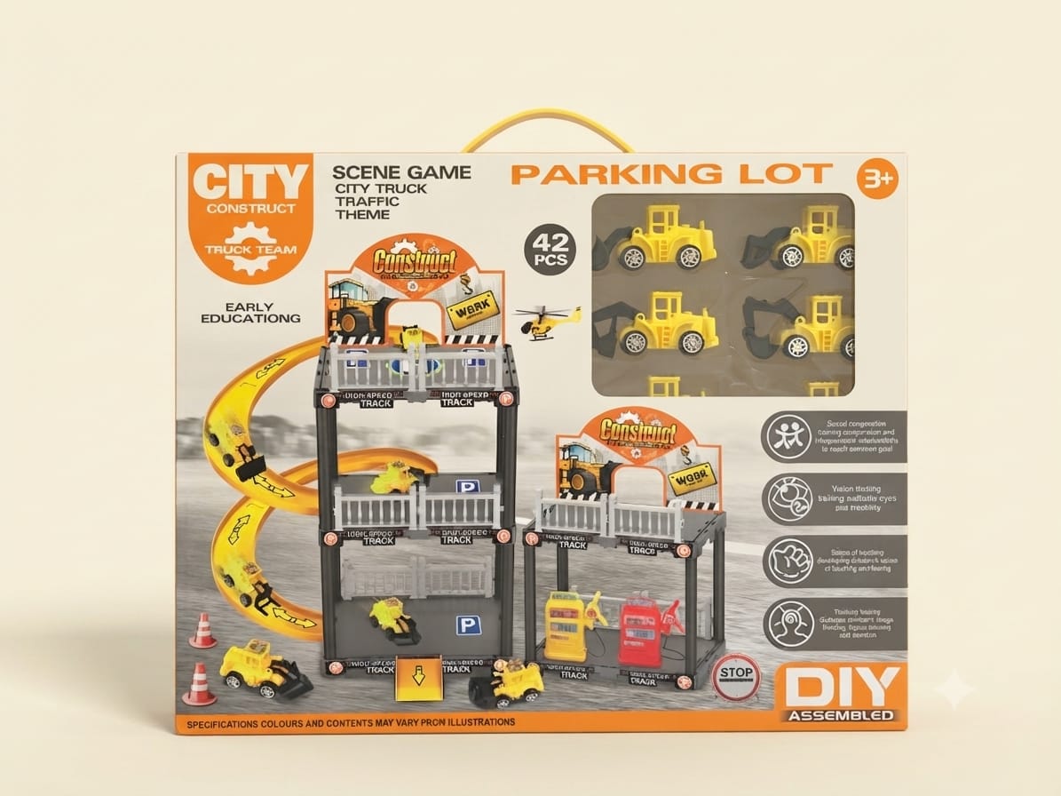 City Construction Traffic Theme Parking Lot Track Playset