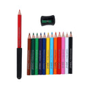DOMS 12 SHADES HALF-SIZE MINI COLOUR PENCILS SET WITH EXTENDER & SHARPENER
