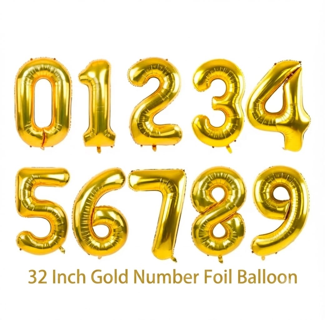32" Gold Number Foil Balloon