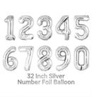 32" Silver Number Foil Balloon