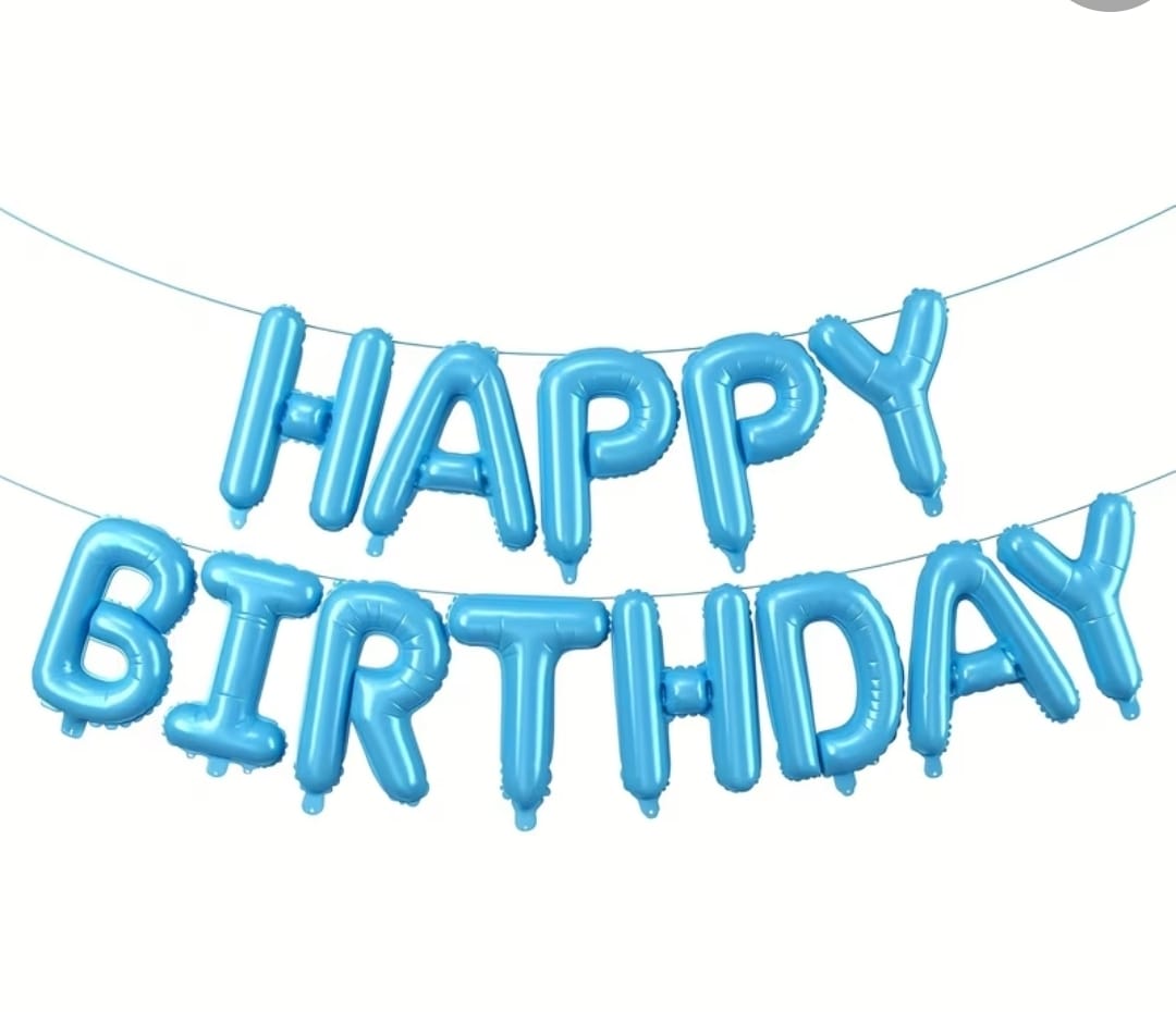 Happy Birthday Letter Foil Balloon Set - Blue 16"