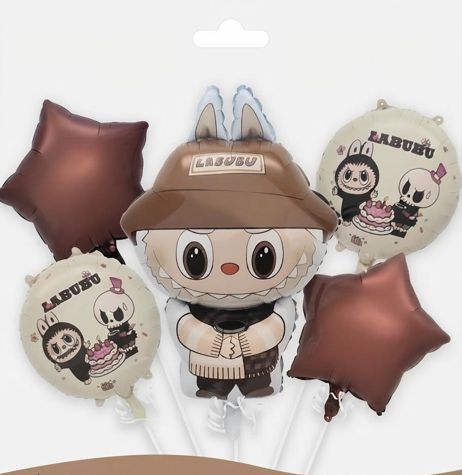 Labubu 5-Piece Foil Balloon Bouquet Set