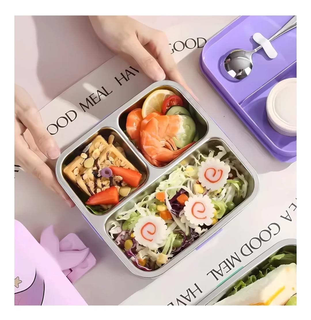 Laxson mermaid 304 stainless steel bento box with sauce cup, view 4