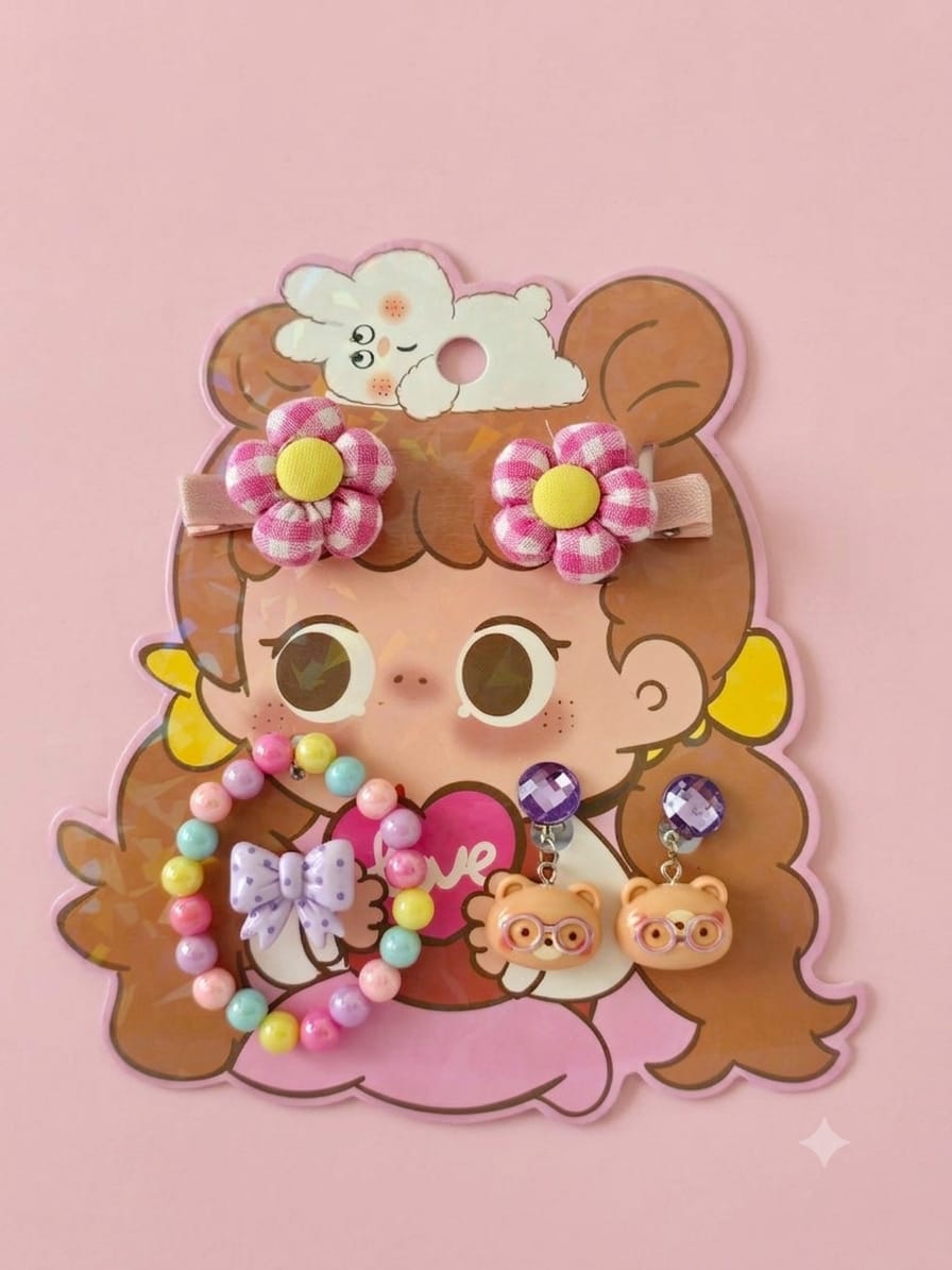 Kidzilan Sweet Charm Girl's Dress-Up Jewelry & Bow Set