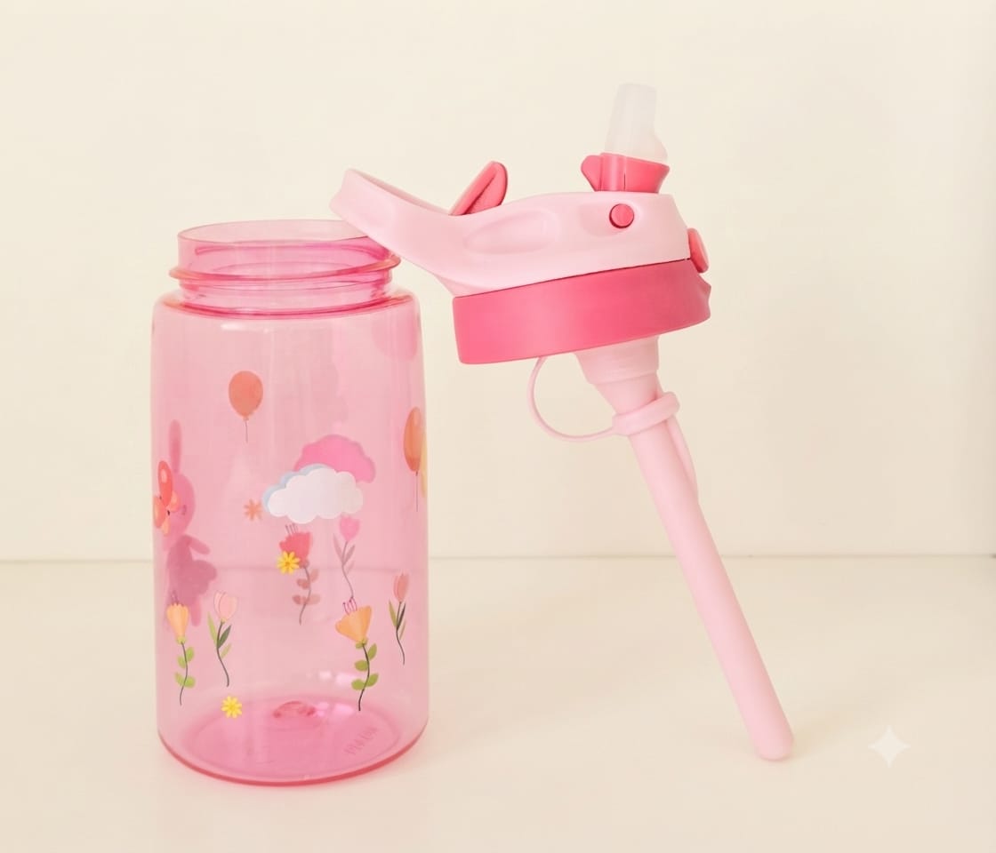 KidZilan Tritan Water Bottle 480ml - Pink Rabbit