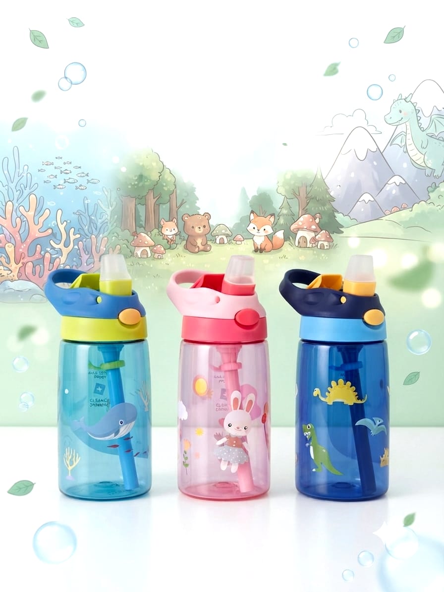 KidZilan Tritan Water Bottle 480ml - Blue Dinosaur
