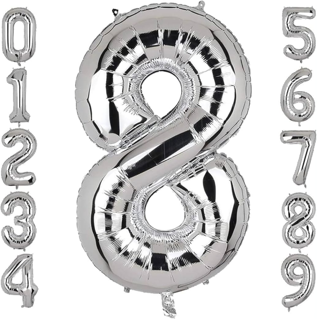 32" Silver Number Foil Balloon