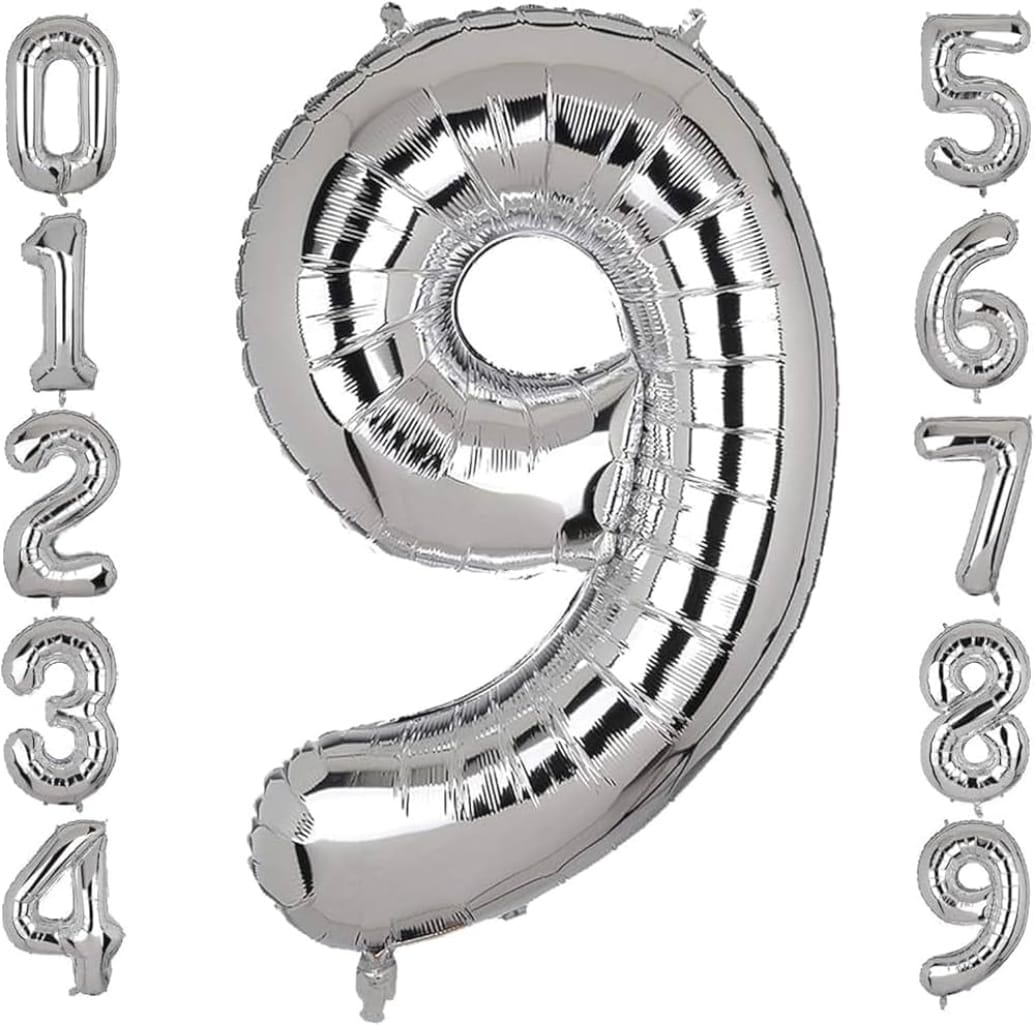 32" Silver Number Foil Balloon