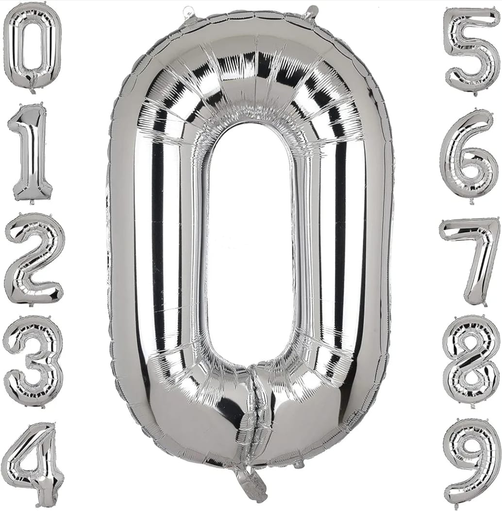 32" Silver Number Foil Balloon