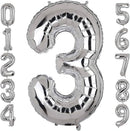 32" Silver Number Foil Balloon