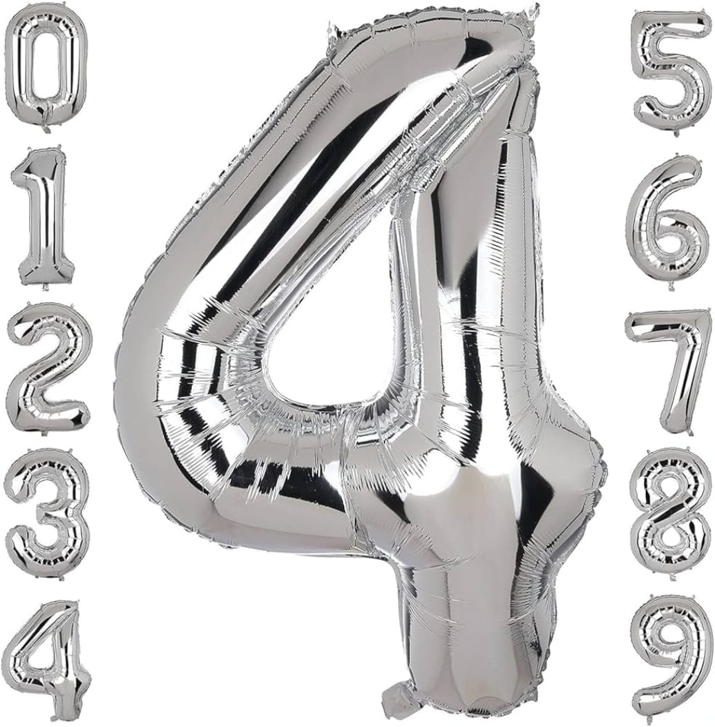 32" Silver Number Foil Balloon