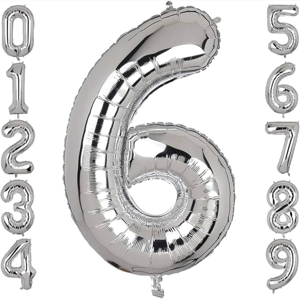 32" Silver Number Foil Balloon