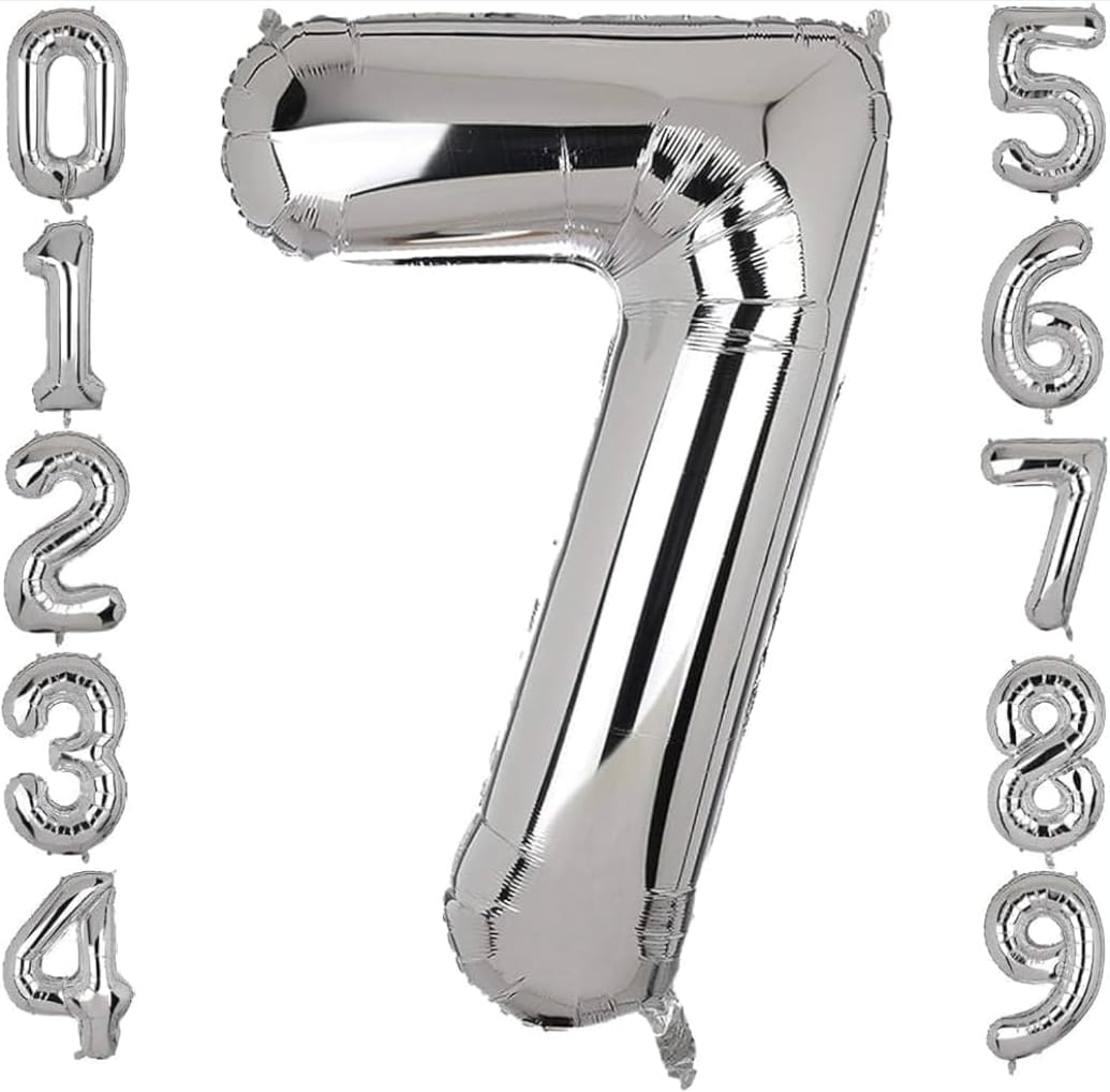 32" Silver Number Foil Balloon