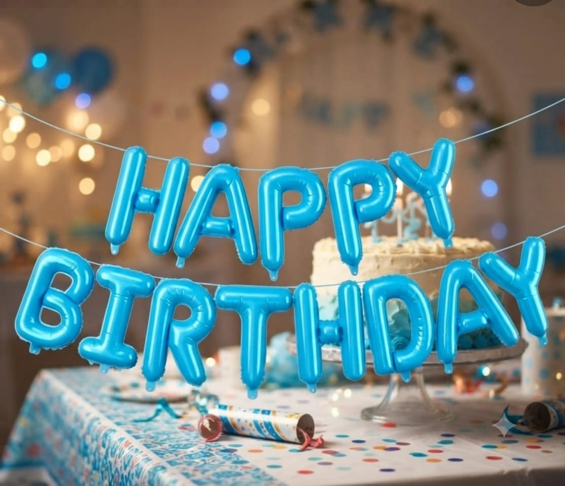 Happy Birthday Letter Foil Balloon Set - Blue 16"