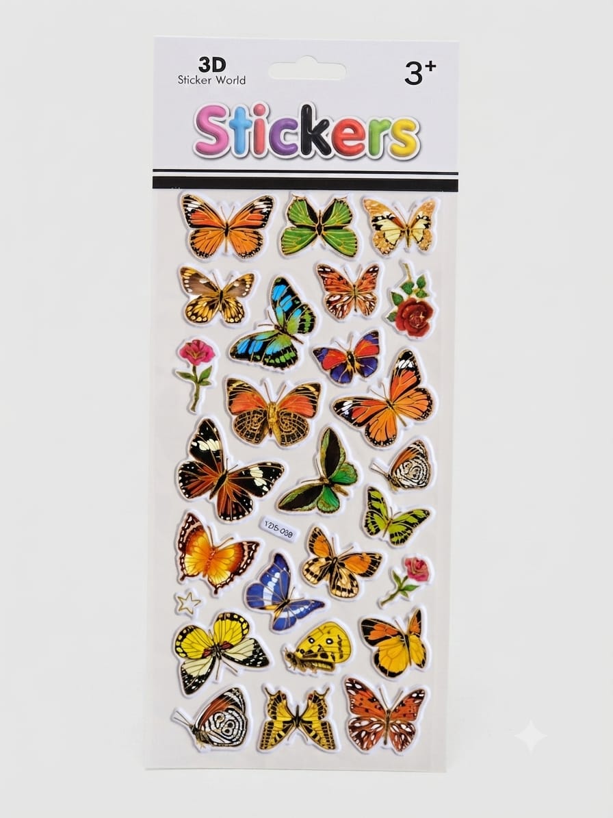 KidZilan Butterflies 3D Sticker World Puffy Sticker Sheet