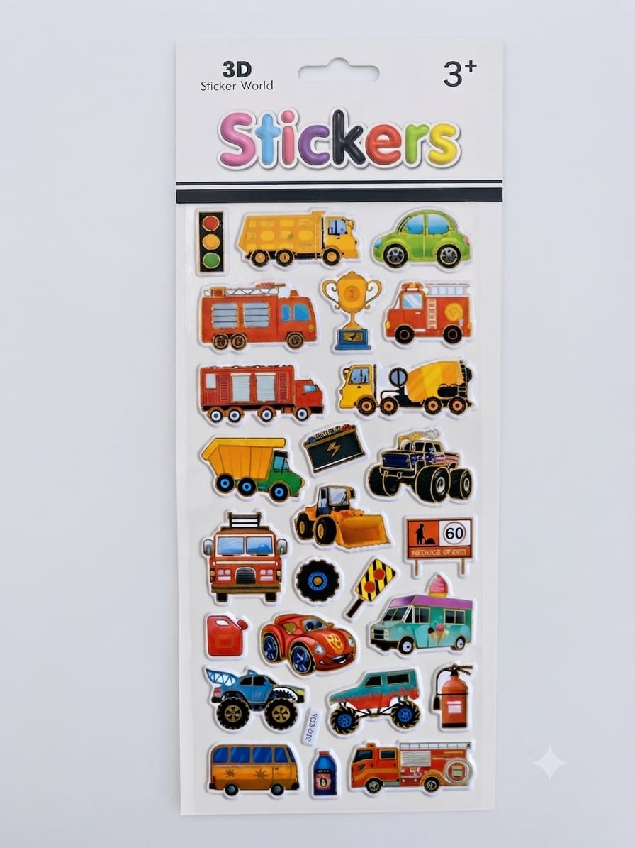 KidZilan Construction Vehicles 3D Sticker World Puffy Sticker Sheet