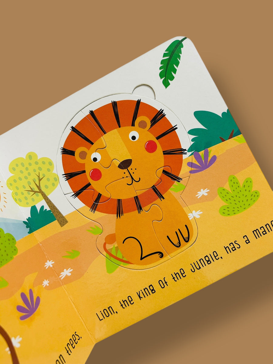 Jungle Animals Puzzle Board Book - Interactive Story & Puzzle (16 x 16cm)