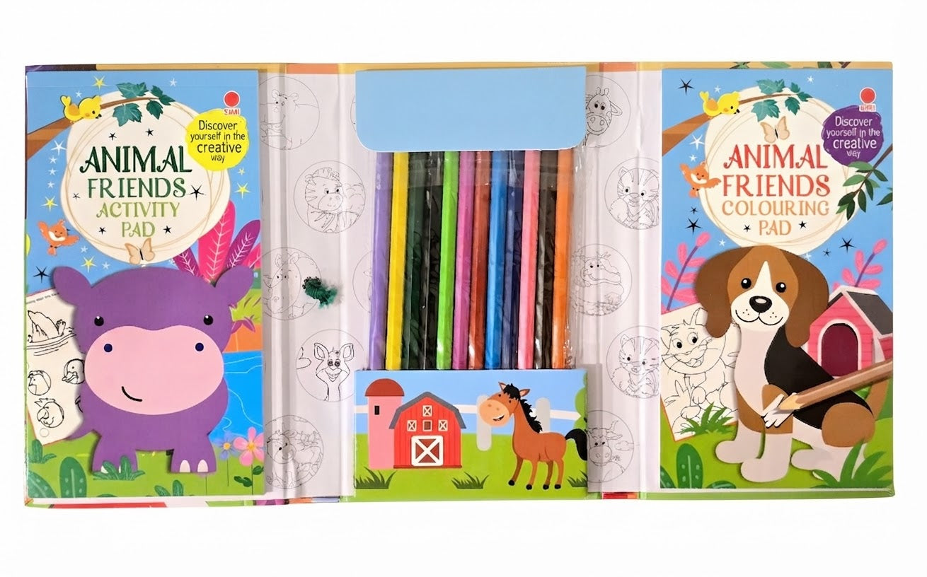 Animals Travel Art Kit with Coloring Pads and Pencils (19 x 11.5cm)