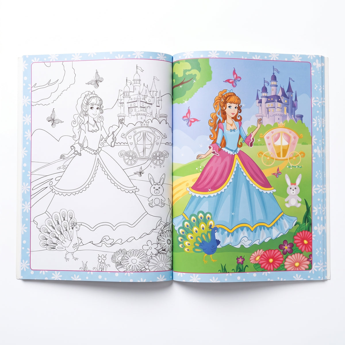 Princess Dresses (Red & Pink) 48-Pages Coloring Book (Arabic Edition) Ages 3+ Years