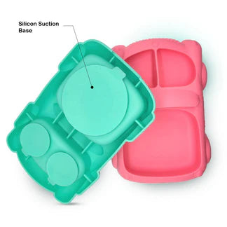 Algo pink car silicone baby feeding set, view 3