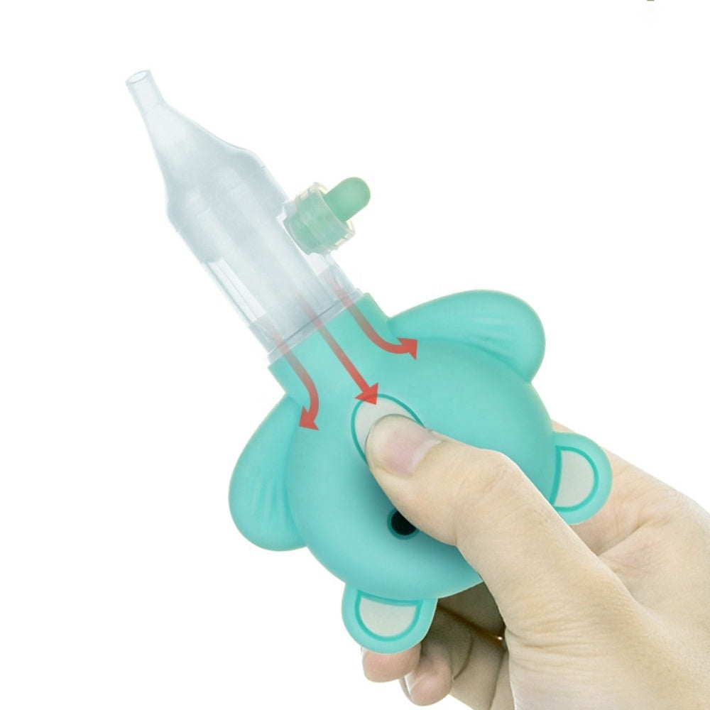 2-in-1 baby nasal aspirator and tweezer care set, mint green bear view 1