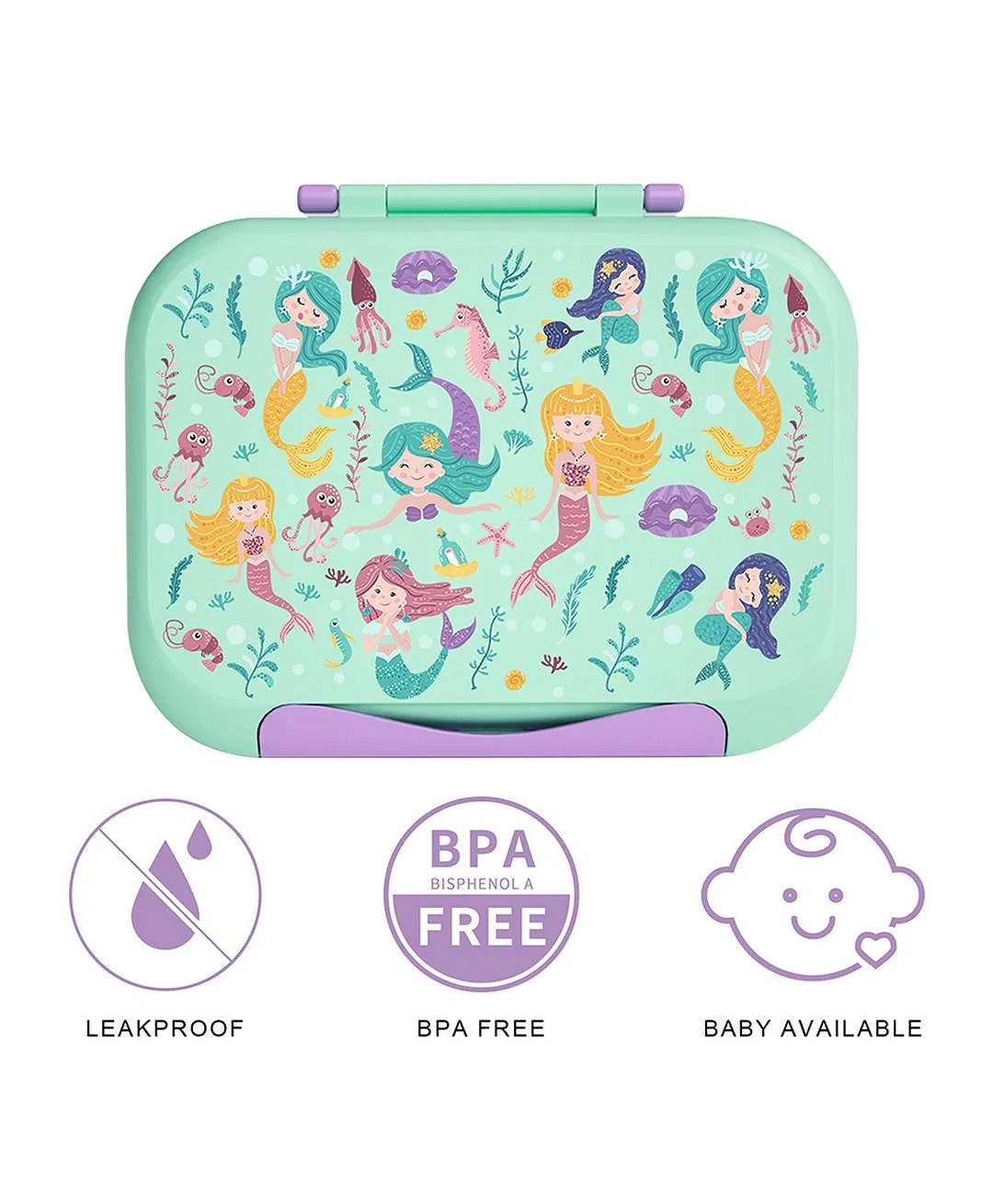 Happy Tummies bento lunch box, green open compartments