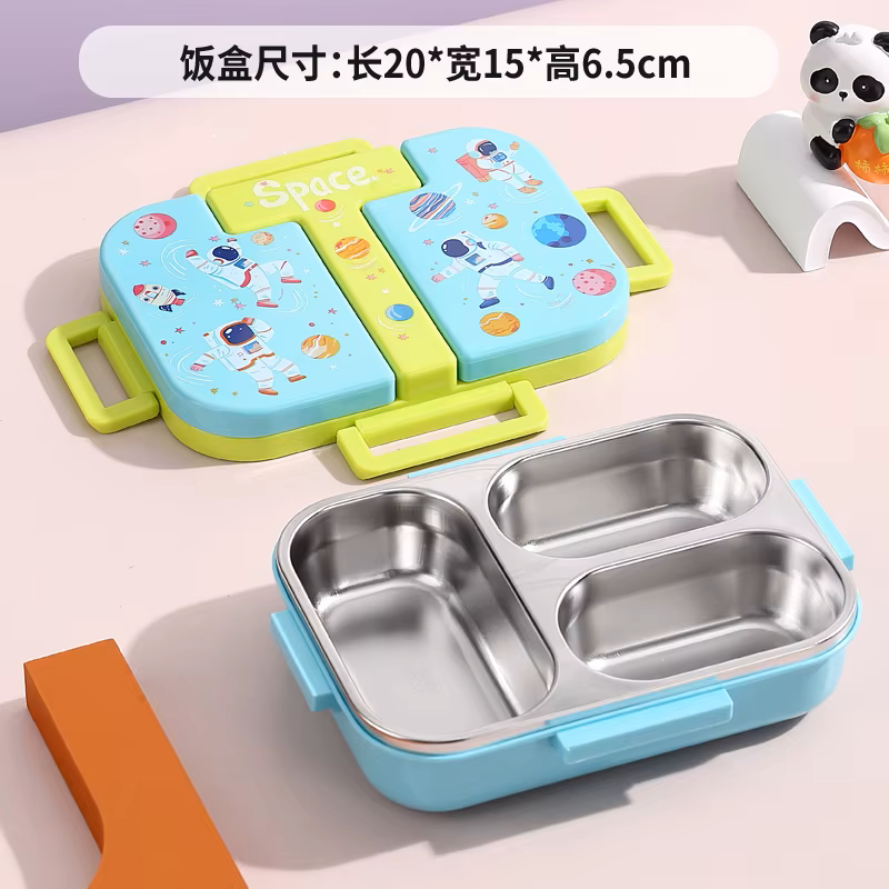 Laxson kids stainless steel leak-proof bento box, green vehicle design