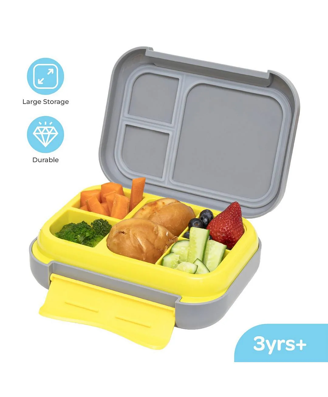 Happy Tummies bento lunch box, grey view