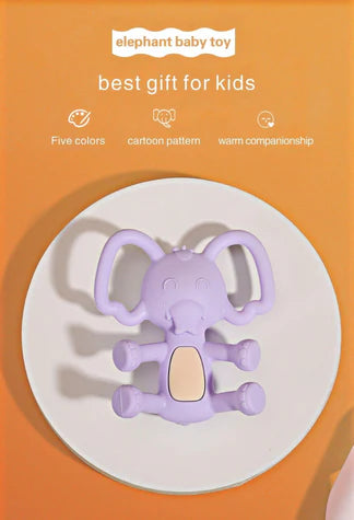 Silicone elephant teether toy with travel case, view 3