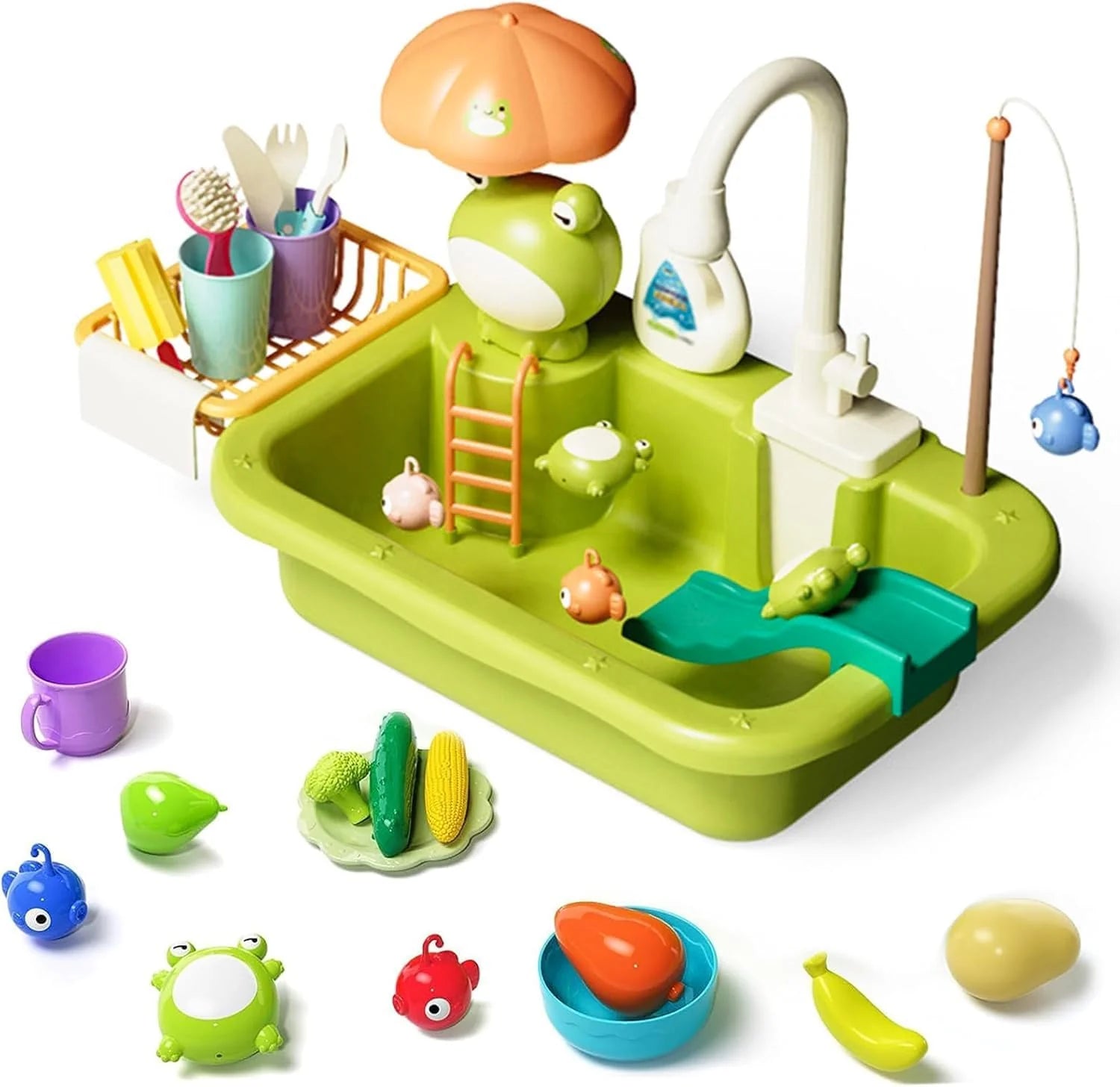 KidZilan puzzle kitchen electric water circulation sink playset, view 1