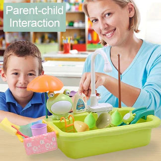 KidZilan puzzle kitchen electric water circulation sink playset, view 8